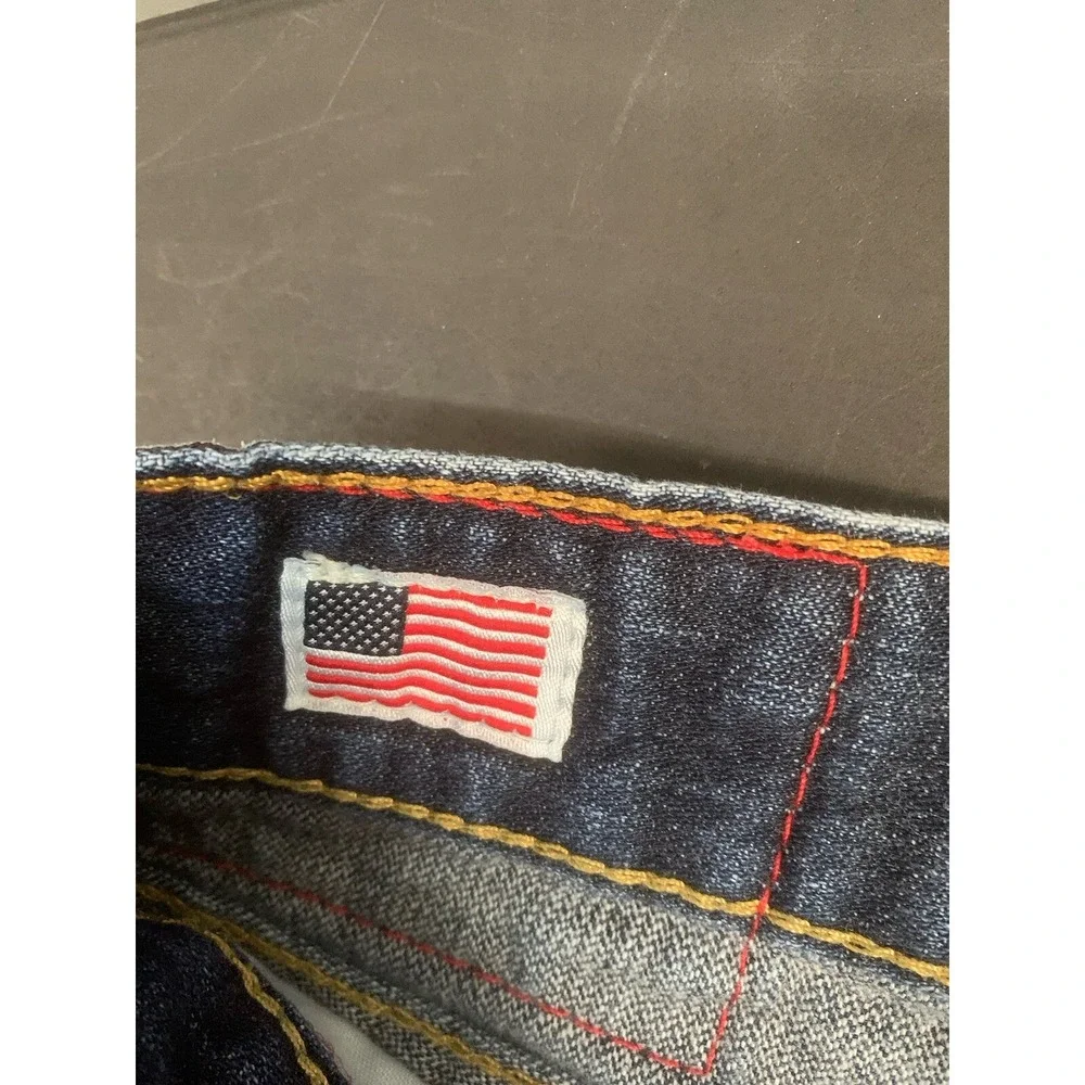 True Religion Ricky Relax Straight Flap Jean Mens 40x31 Dark Wash 100% Cotton